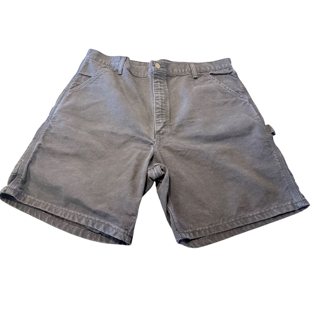 Vintage Carhartt WU1905 Charcoal Gray Duck Canvas Carpenter Shorts Mens 38 USA